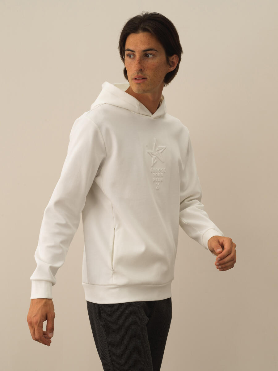 Kırık Beyaz Pamuk Dokulu Regular Fit Sweatshirt