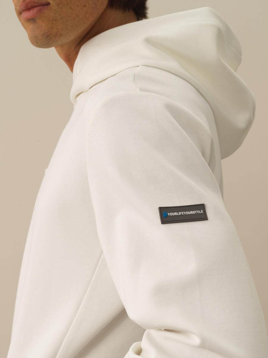 Kırık Beyaz Pamuk Dokulu Regular Fit Sweatshirt - 4