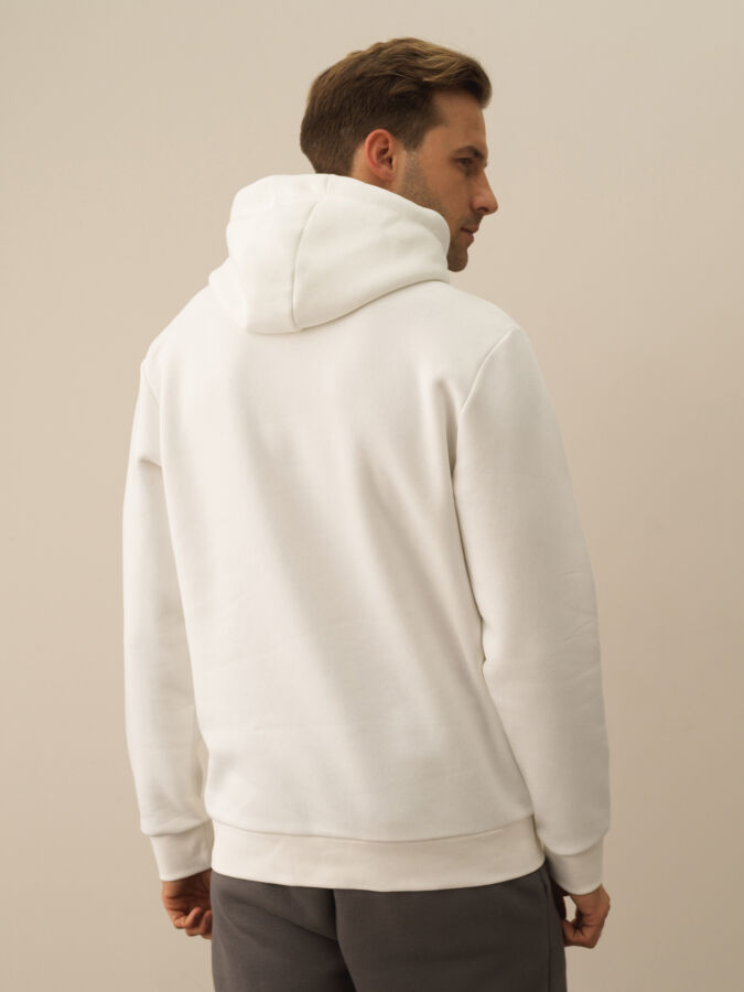 Ekru Regular Fit Kapüşonlu Pamuklu Sweatshirt - 4