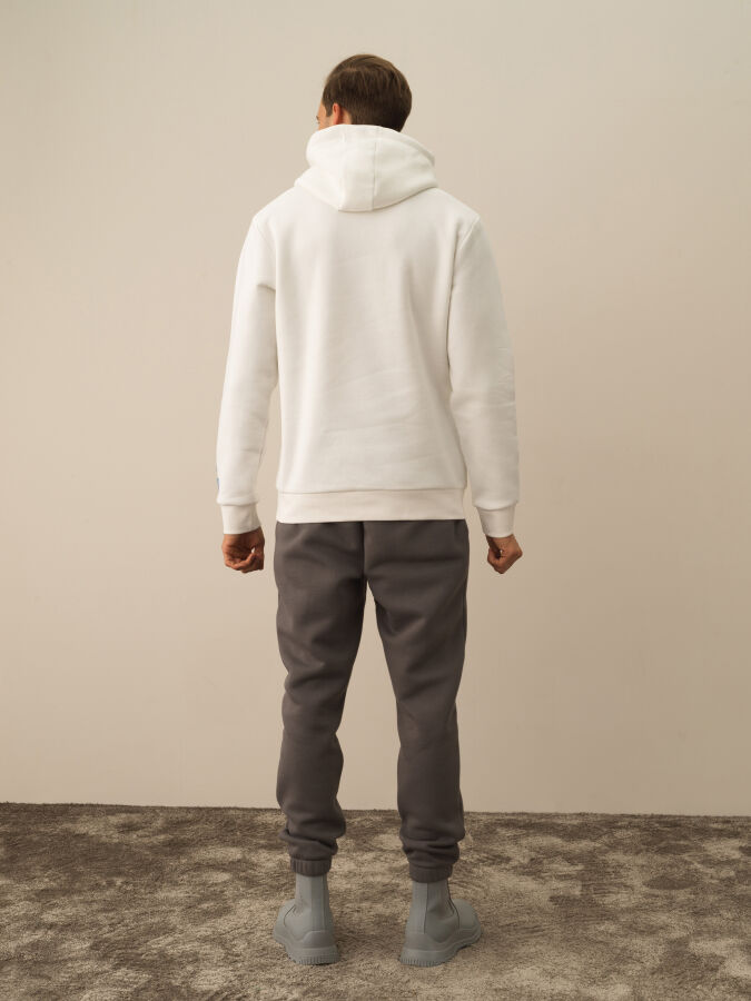 Ekru Regular Fit Kapüşonlu Pamuklu Sweatshirt - 5