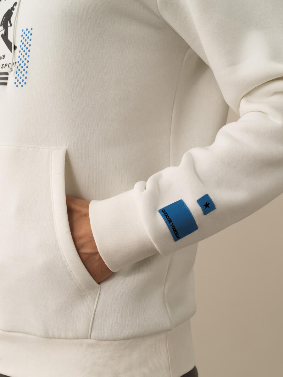 Kırık Beyaz Pamuk Dokulu Regular Fit Sweatshirt - 3