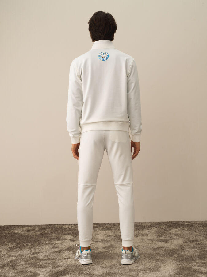 Kırık Beyaz Pamuk Dokulu Regular Fit Sweatshirt - Xint