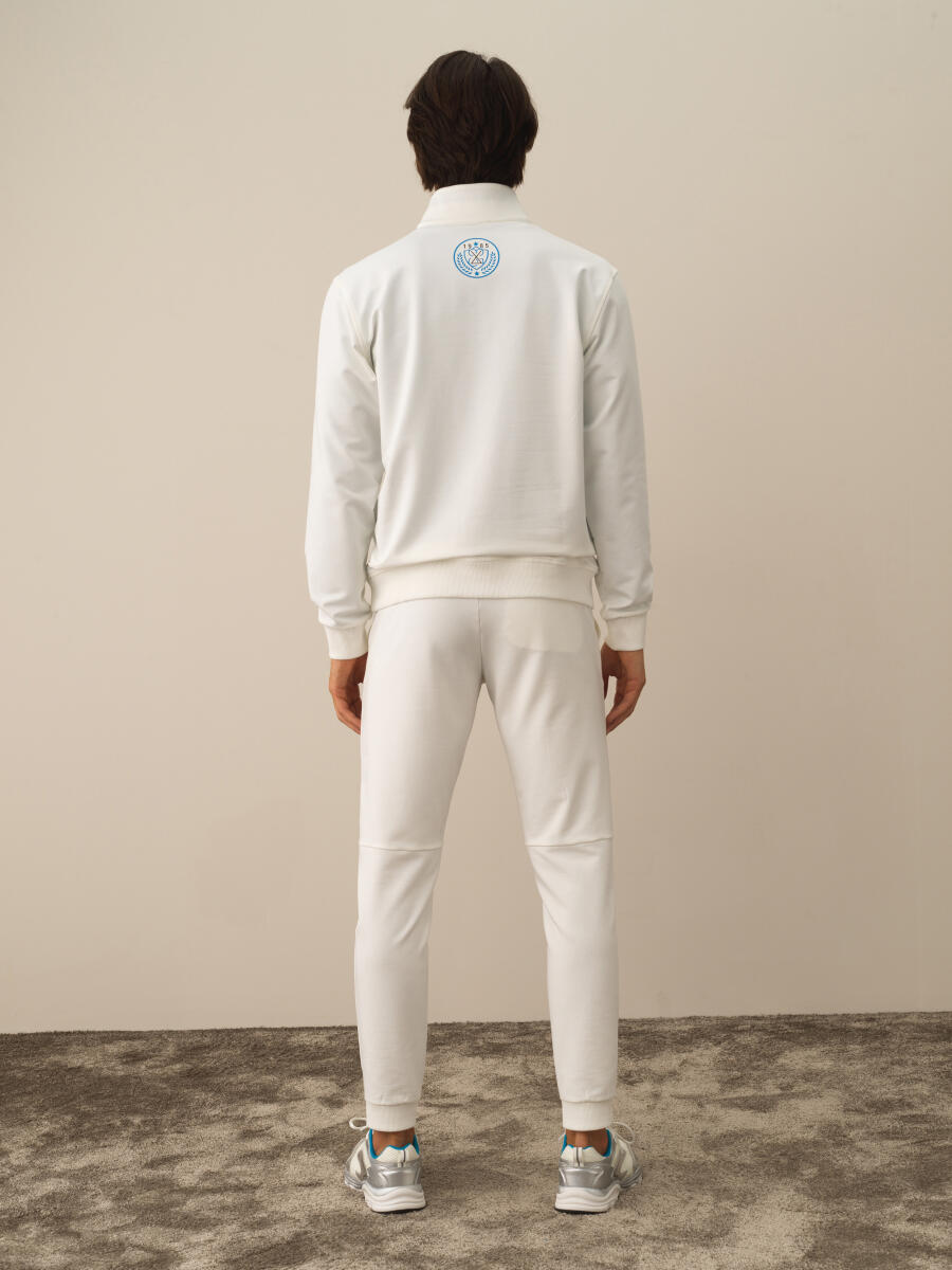 Kırık Beyaz Pamuk Dokulu Regular Fit Sweatshirt - 4