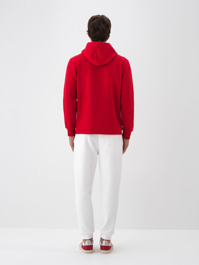 Kırmızı Pamuk Dokulu Regular Fit Sweatshirt - Xint