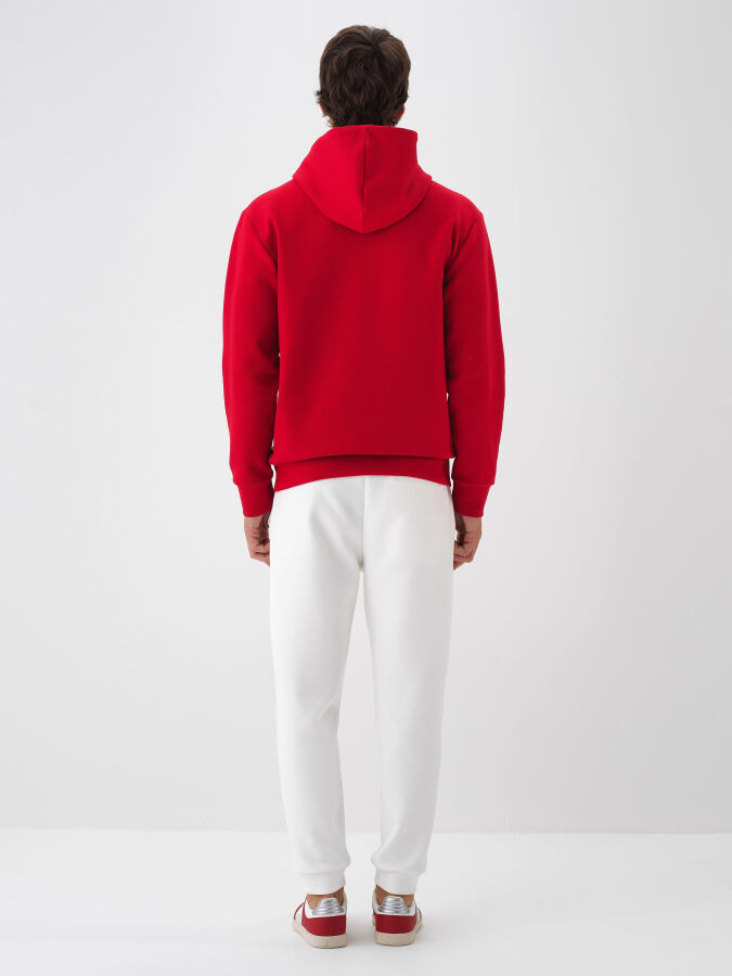 Kırmızı Pamuk Dokulu Regular Fit Sweatshirt - Xint