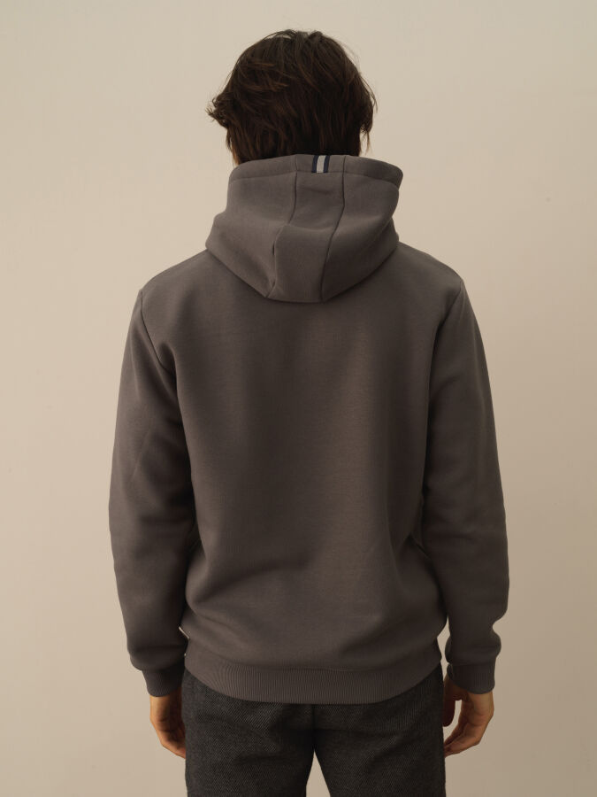 Koyu Gri Pamuk Dokulu Regular Fit Sweatshirt - Xint