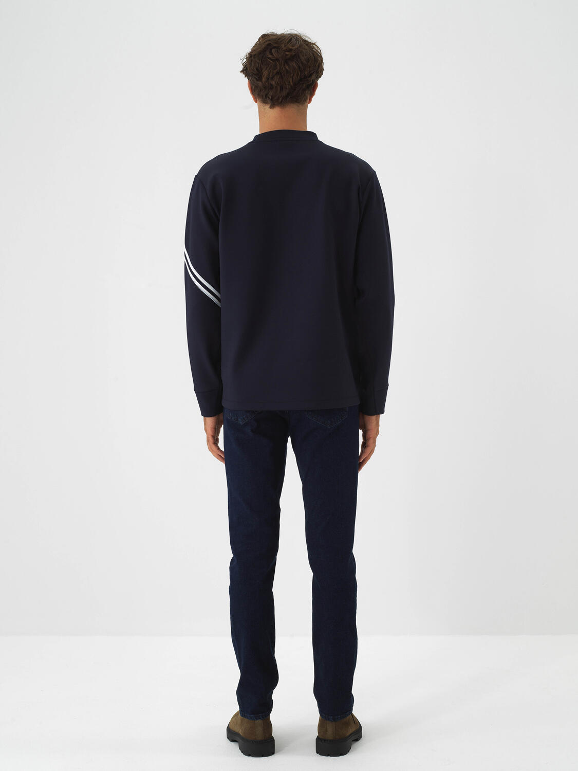Lacivert Esnek Dokulu Regular Fit Sweatshirt - 5