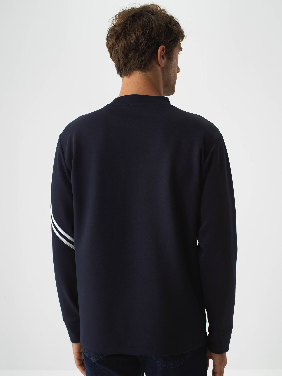 Lacivert Esnek Dokulu Regular Fit Sweatshirt - Xint