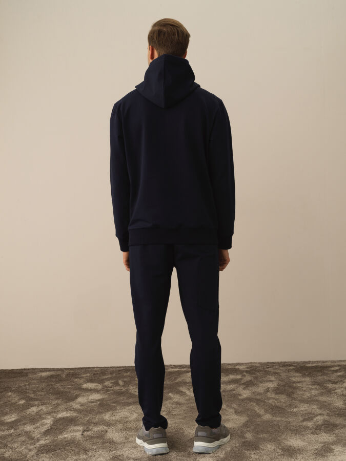 Lacivert Pamuk Dokulu Regular Fit Sweatshirt - Xint