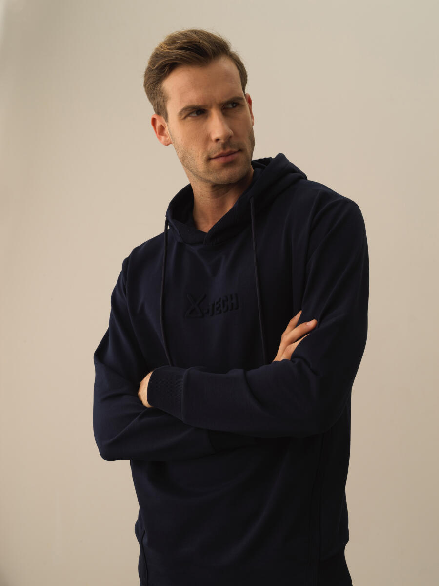 Lacivert Pamuk Dokulu Regular Fit Sweatshirt