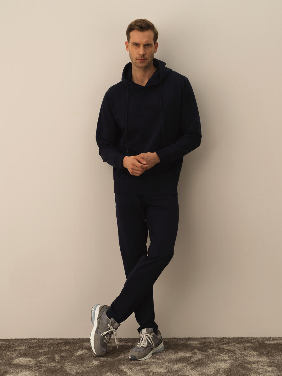 Lacivert Pamuk Dokulu Regular Fit Sweatshirt - 2