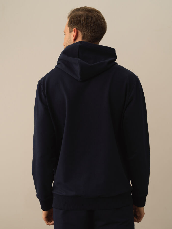 Lacivert Pamuk Dokulu Regular Fit Sweatshirt - Xint