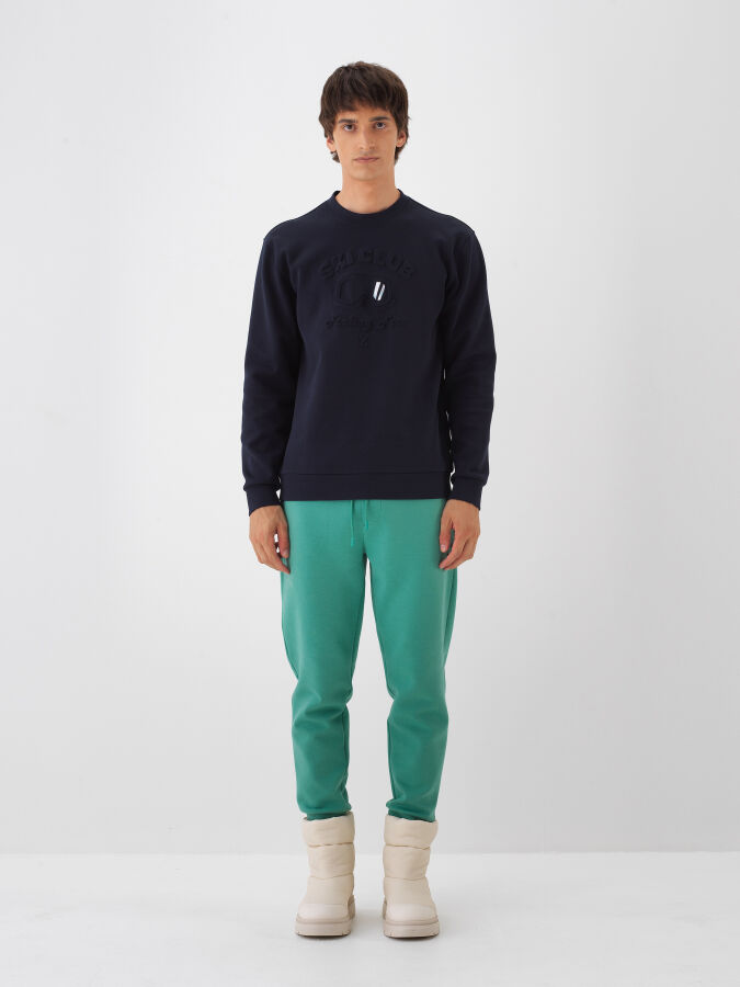 Lacivert Pamuk Dokulu Regular Fit Sweatshirt - Xint