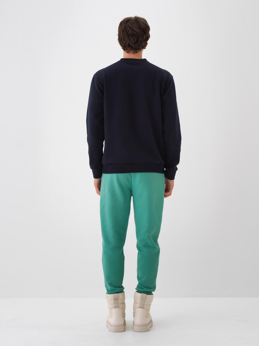 Lacivert Pamuk Dokulu Regular Fit Sweatshirt - 4