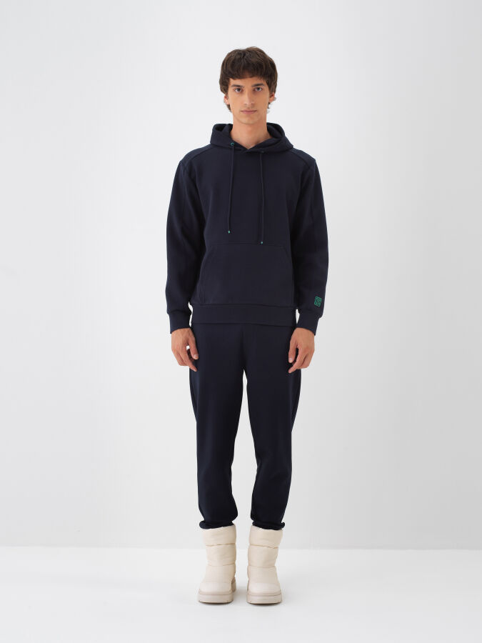 Lacivert Pamuk Dokulu Regular Fit Sweatshirt - Xint