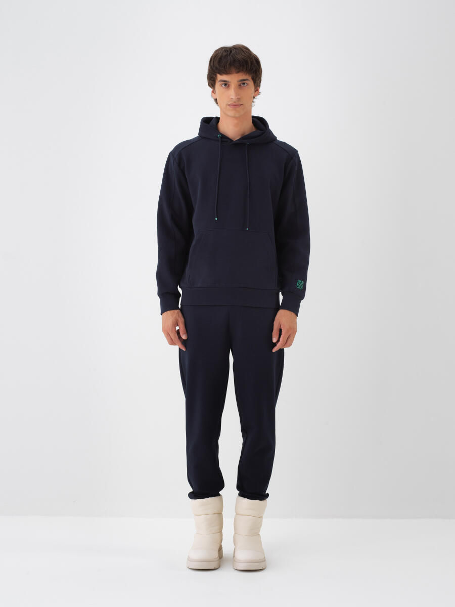 Lacivert Pamuk Dokulu Regular Fit Sweatshirt - 2