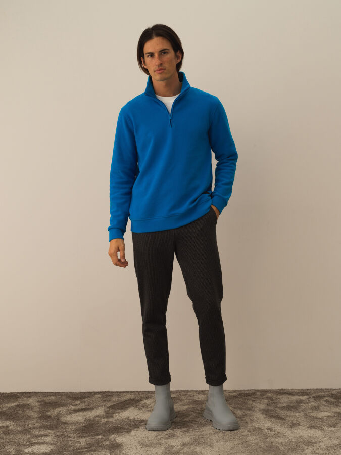 Mavi Pamuk Dokulu Regular Fit Sweatshirt - Xint