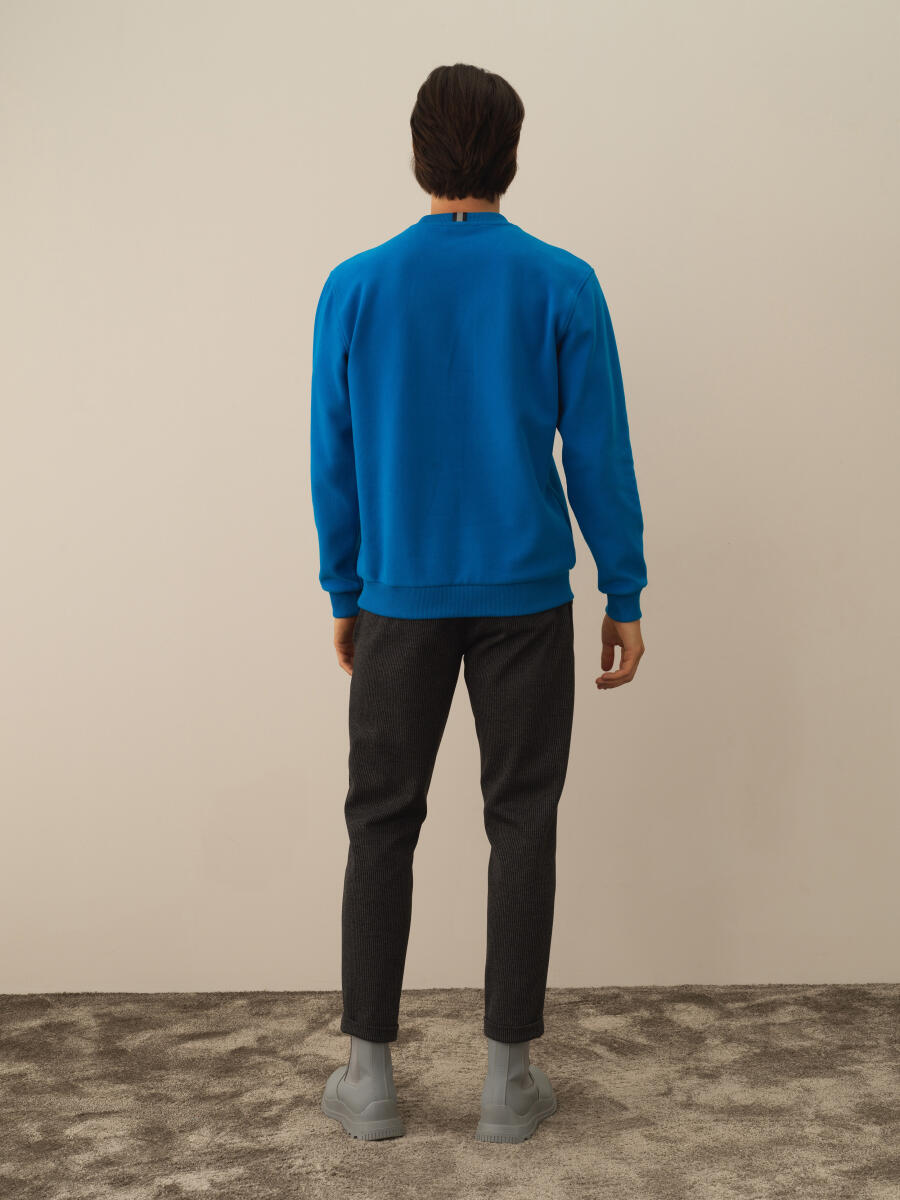 Mavi Pamuk Dokulu Regular Fit Sweatshirt - 5