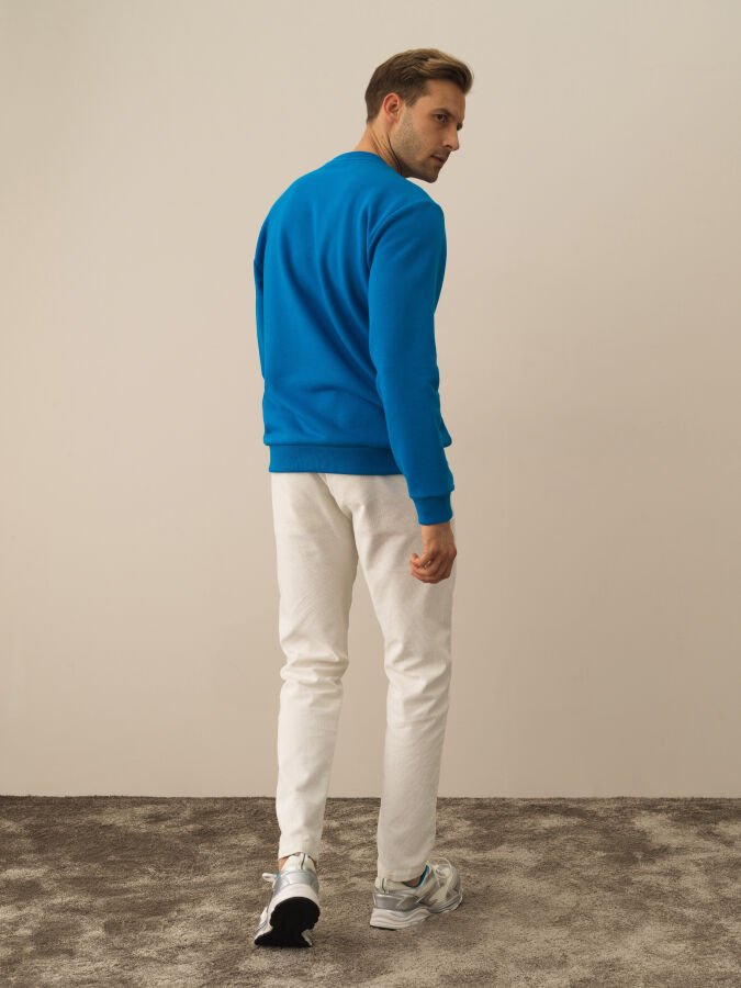 Mavi Regular Fit Bisiklet Yaka Pamuklu Sweatshirt - 4