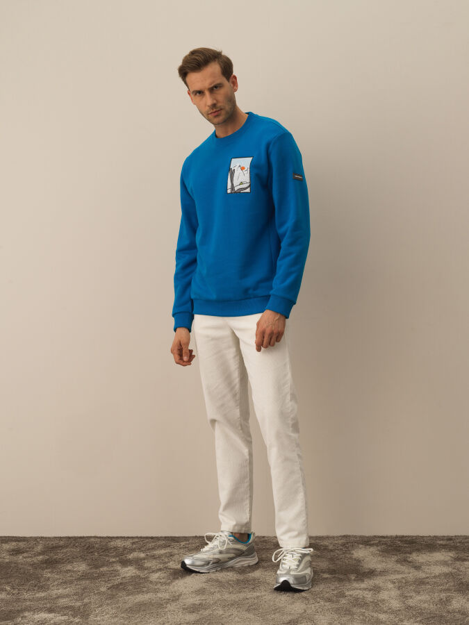 Mavi Regular Fit Bisiklet Yaka Pamuklu Sweatshirt - 2