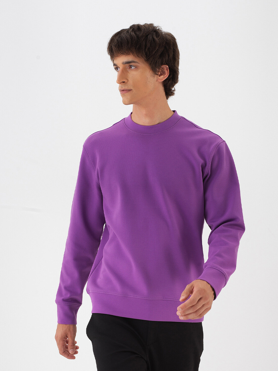 Mor Pamuk Dokulu Regular Fit Sweatshirt - 1