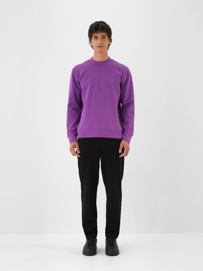 Mor Pamuk Dokulu Regular Fit Sweatshirt - Xint