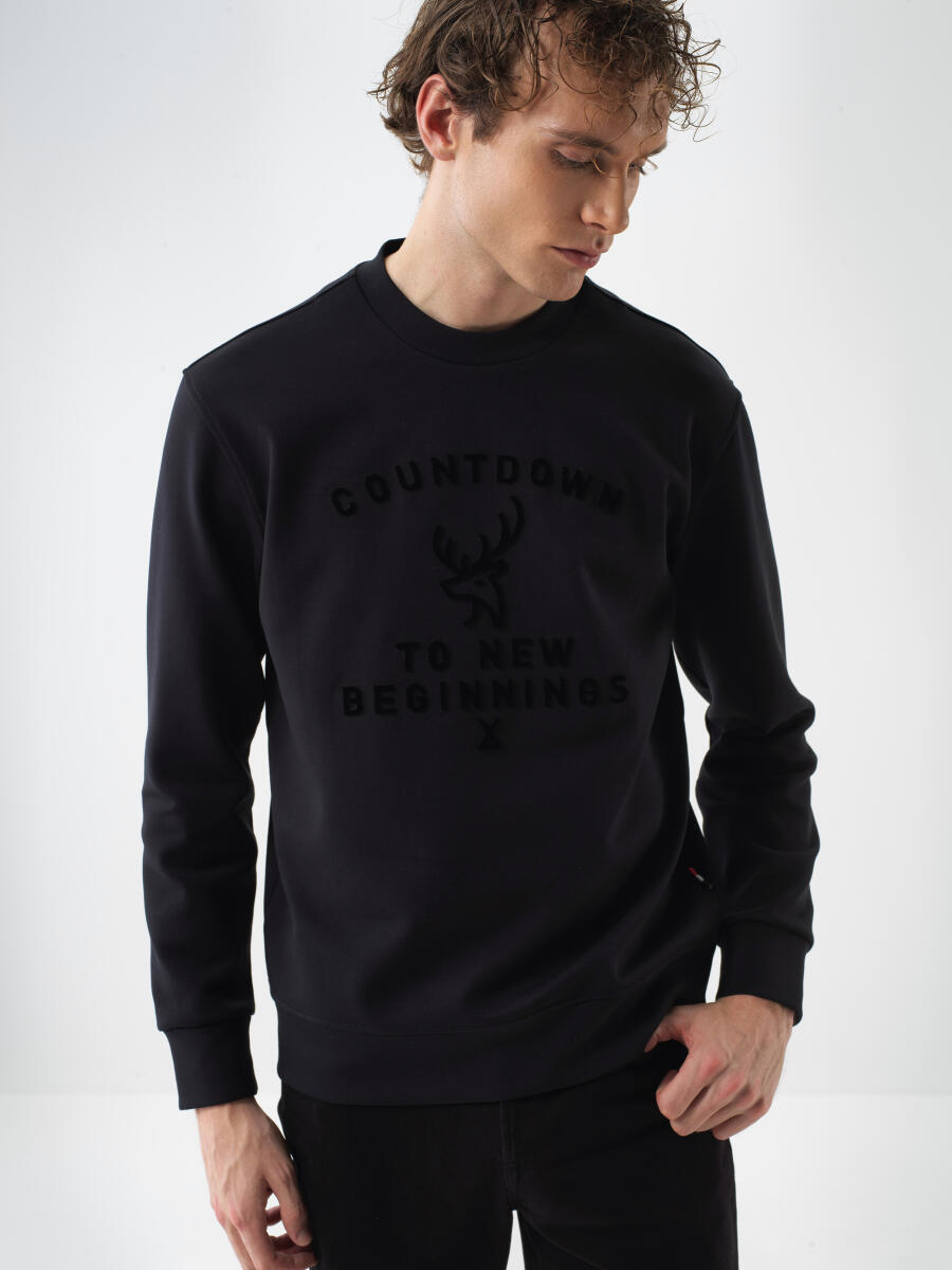 Siyah Baskılı Sweatshirt - 1