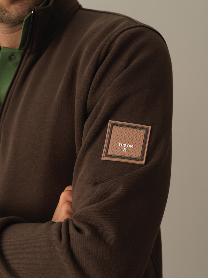 Kahverengi Pamuk Dokulu Dik Yaka Sweatshirt - Xint