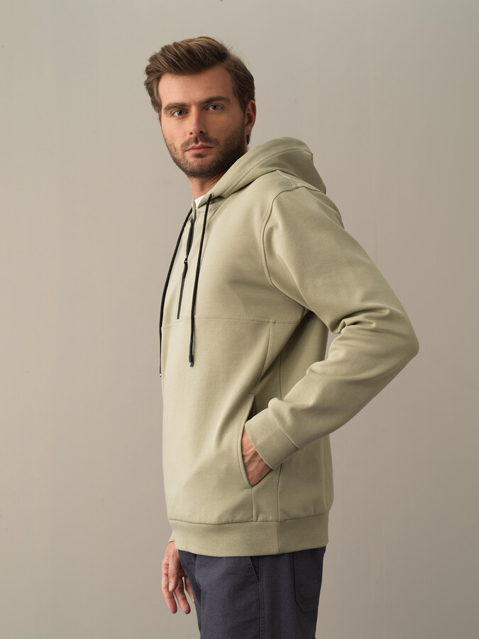  Yeşil Pamuk Dokulu Regular Fit Sweatshirt - Xint