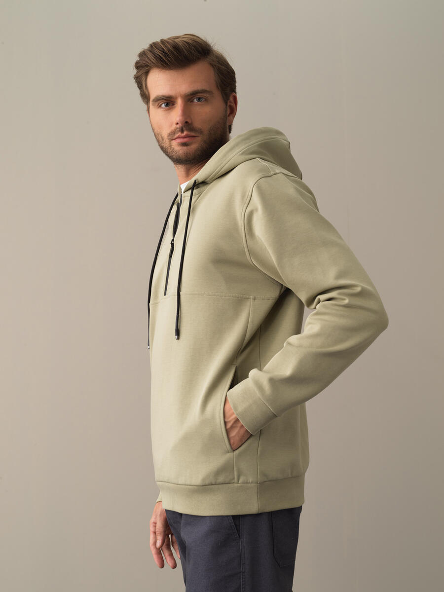Yeşil Regular Fit Kapüşonlu Pamuklu Sweatshirt - 2