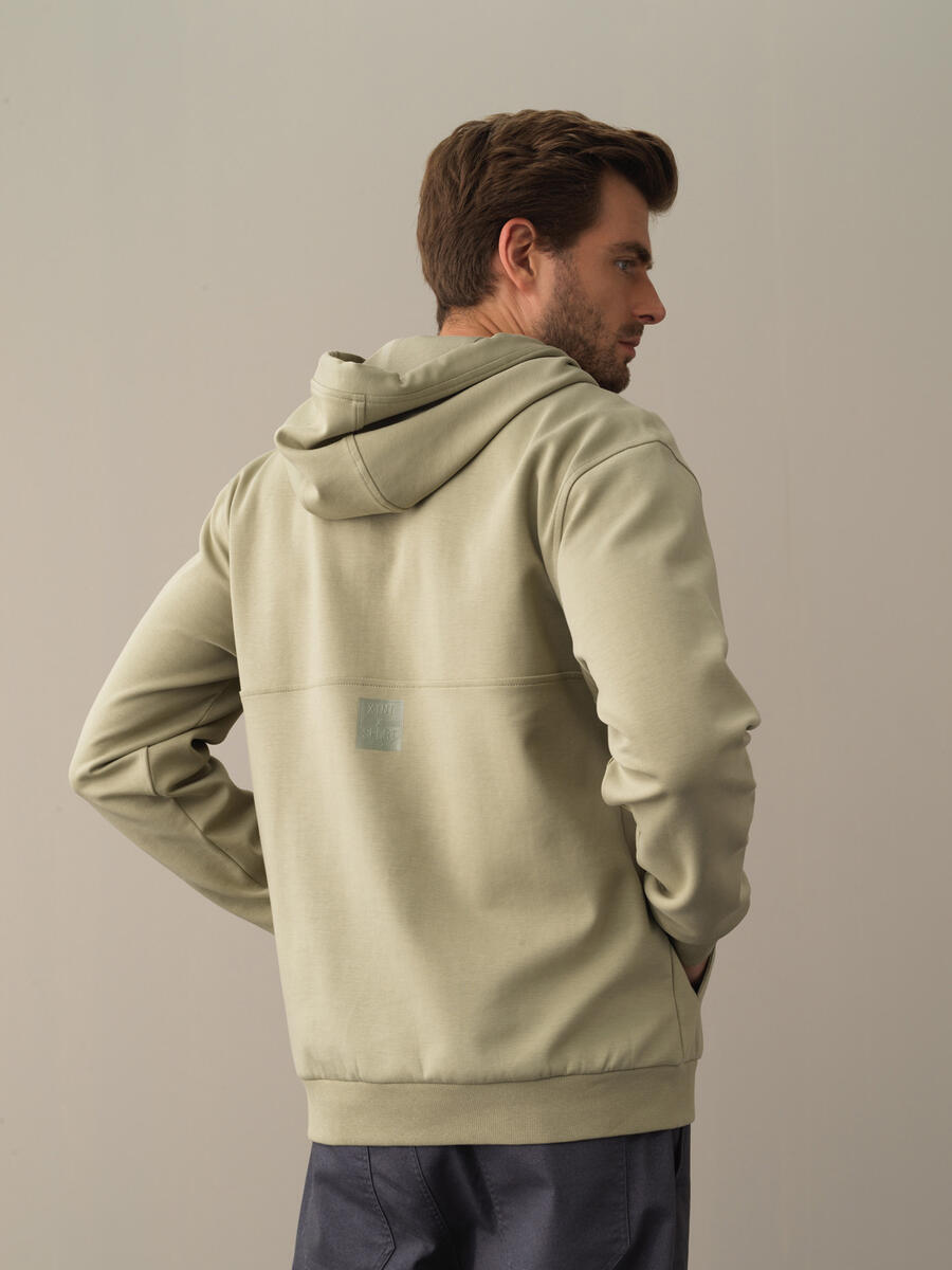 Yeşil Regular Fit Kapüşonlu Pamuklu Sweatshirt - 4