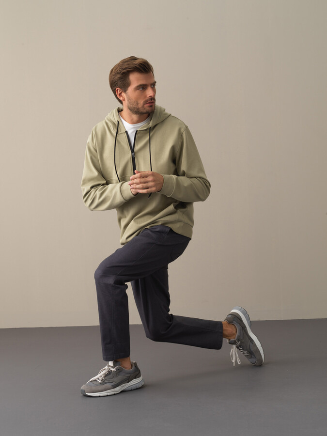  Yeşil Pamuk Dokulu Regular Fit Sweatshirt - Xint