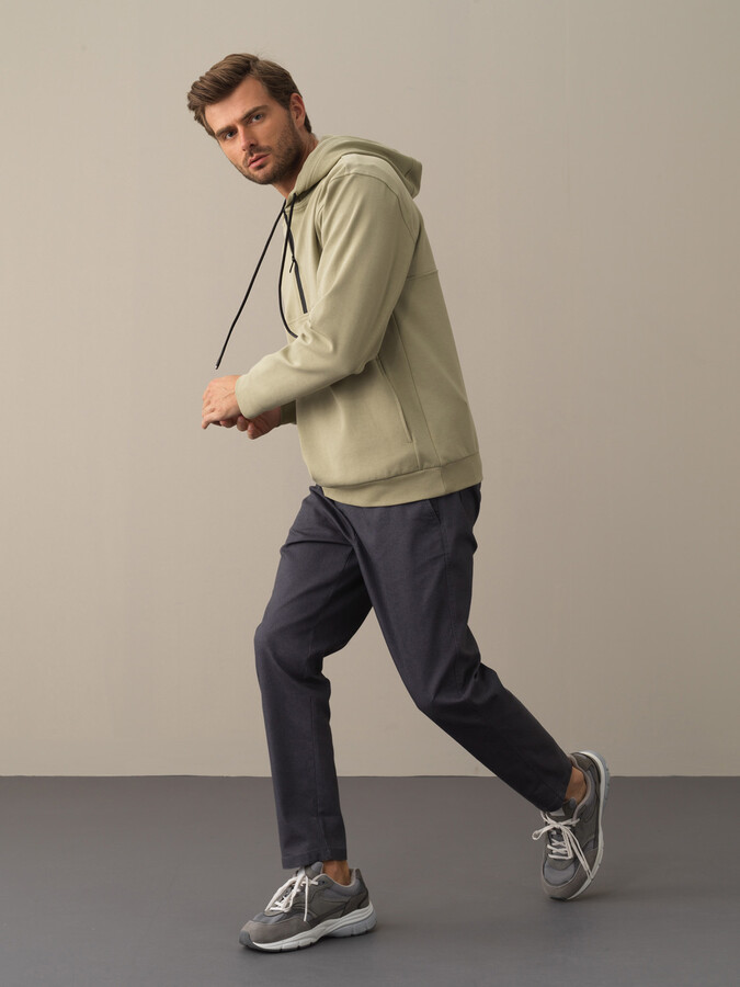  Yeşil Pamuk Dokulu Regular Fit Sweatshirt - Xint