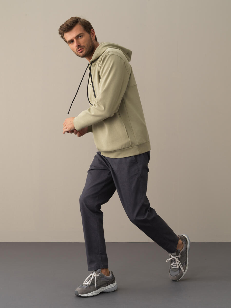 Yeşil Regular Fit Kapüşonlu Pamuklu Sweatshirt - 3