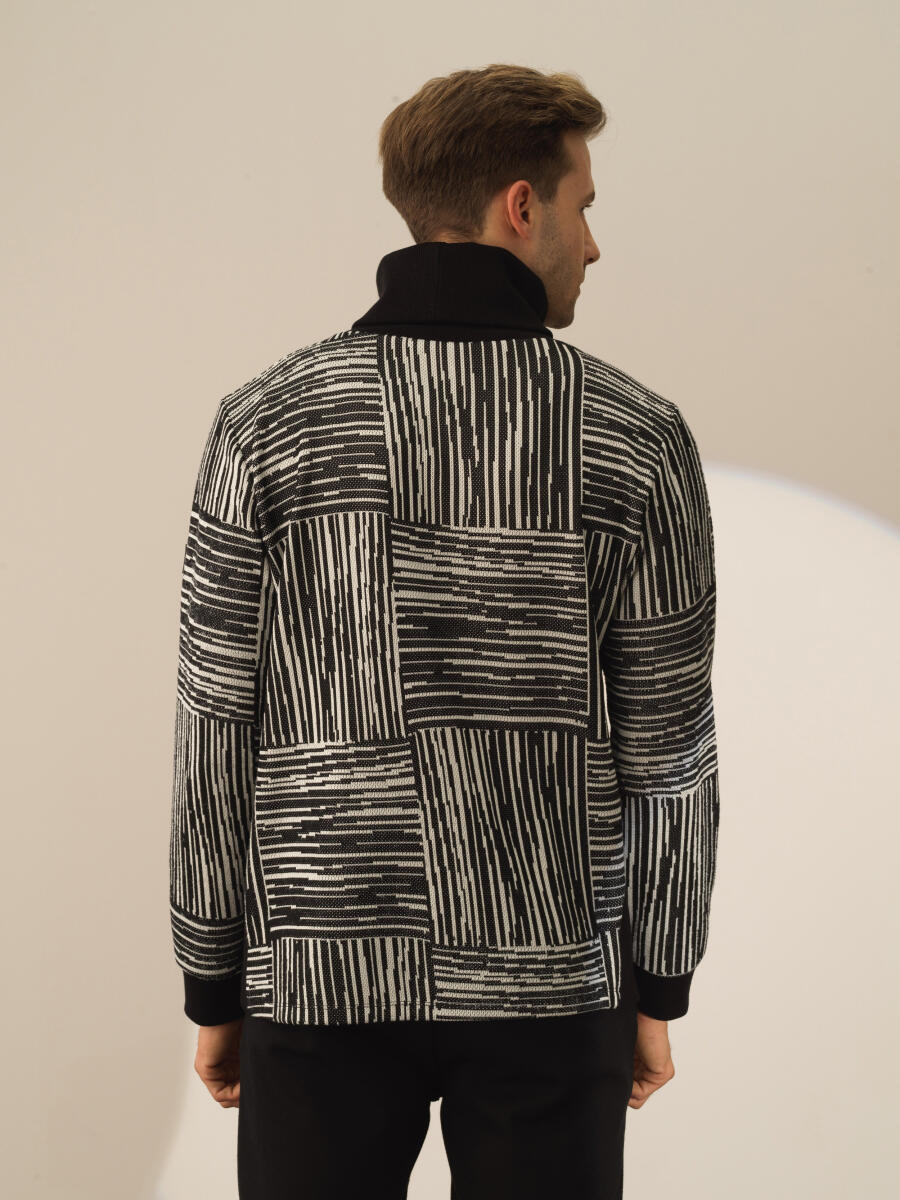 Siyah Regular Fit Balıkçı Yaka Sweatshirt - 4
