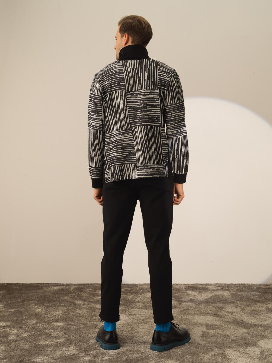 Siyah Regular Fit Balıkçı Yaka Sweatshirt - 5