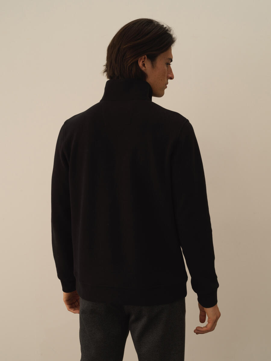 Siyah Pamuk Dokulu Regular Fit Sweatshirt - 4