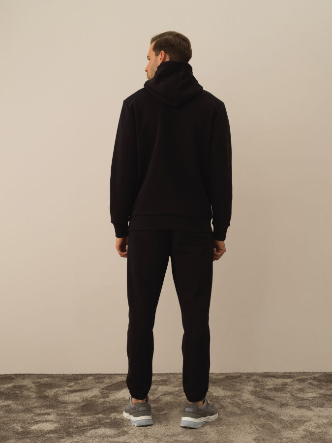 Siyah Pamuk Dokulu Regular Fit Sweatshirt - Xint