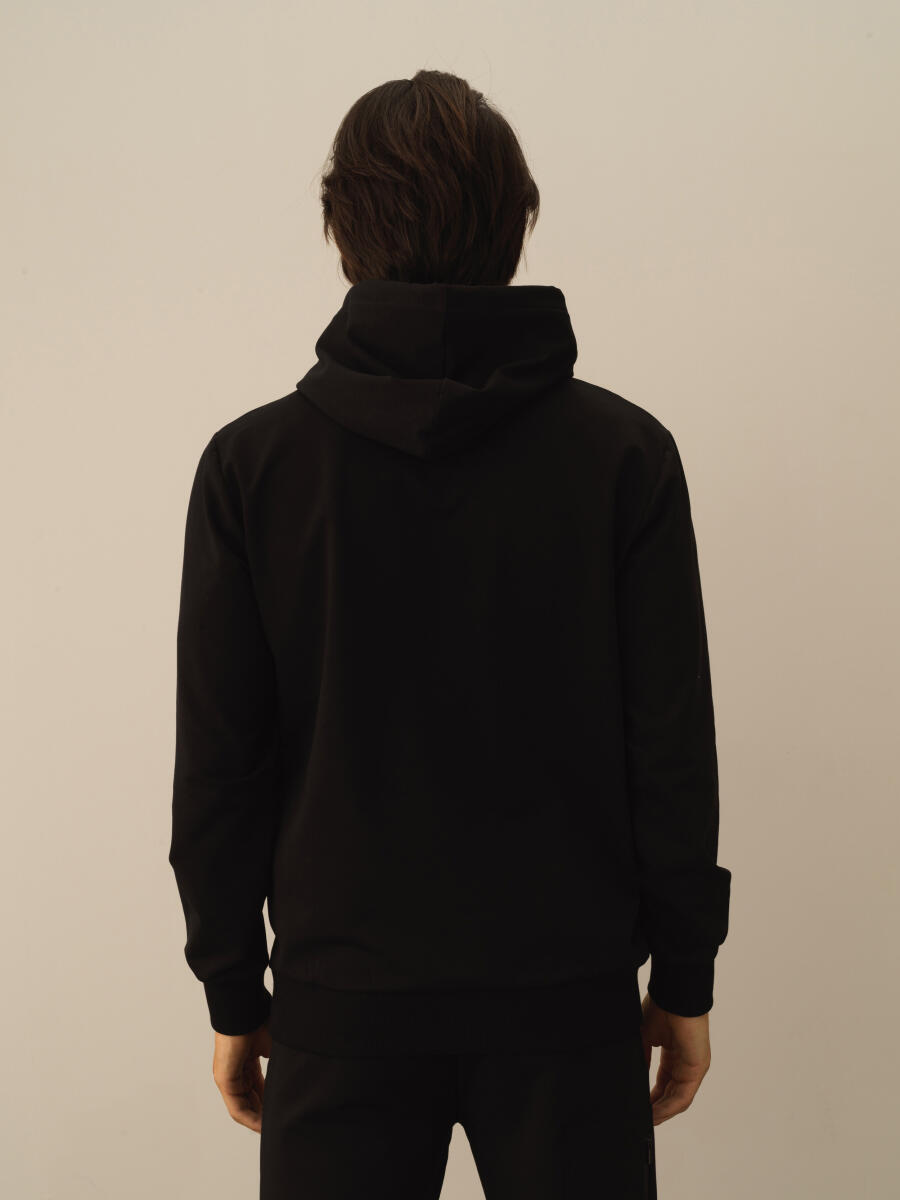 Siyah Pamuk Dokulu Regular Fit Sweatshirt - 3