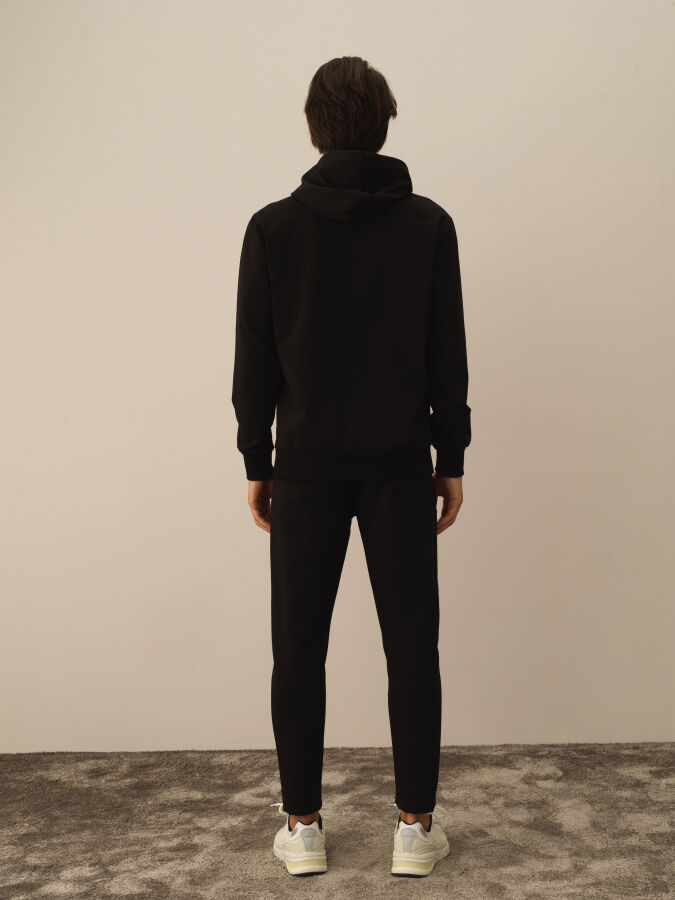 Siyah Pamuk Dokulu Regular Fit Sweatshirt - Xint