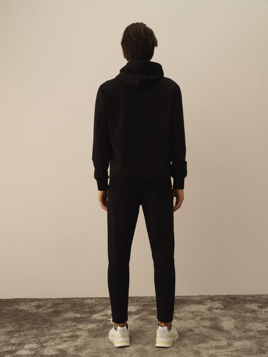 Siyah Pamuk Dokulu Regular Fit Sweatshirt - 4