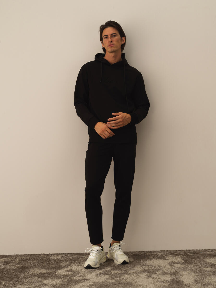 Siyah Pamuk Dokulu Regular Fit Sweatshirt - 2