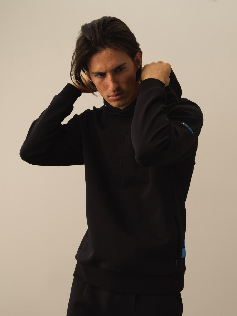Siyah Pamuk Dokulu Regular Fit Sweatshirt