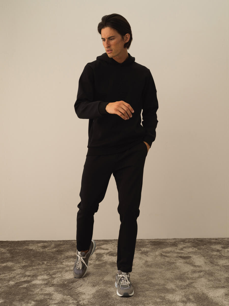 Siyah Pamuk Dokulu Regular Fit Sweatshirt - 2