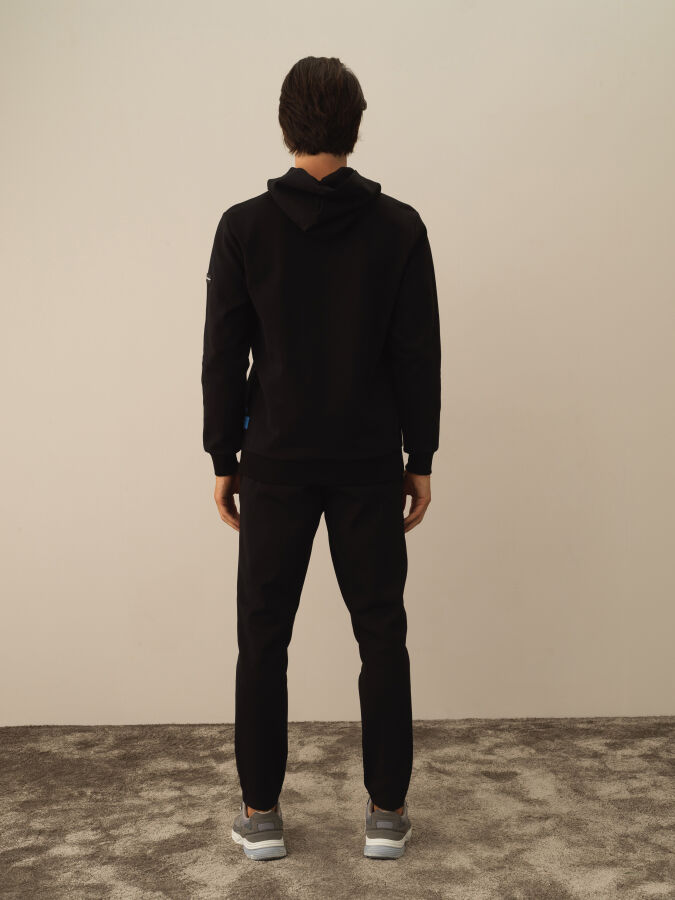 Siyah Pamuk Dokulu Regular Fit Sweatshirt - Xint