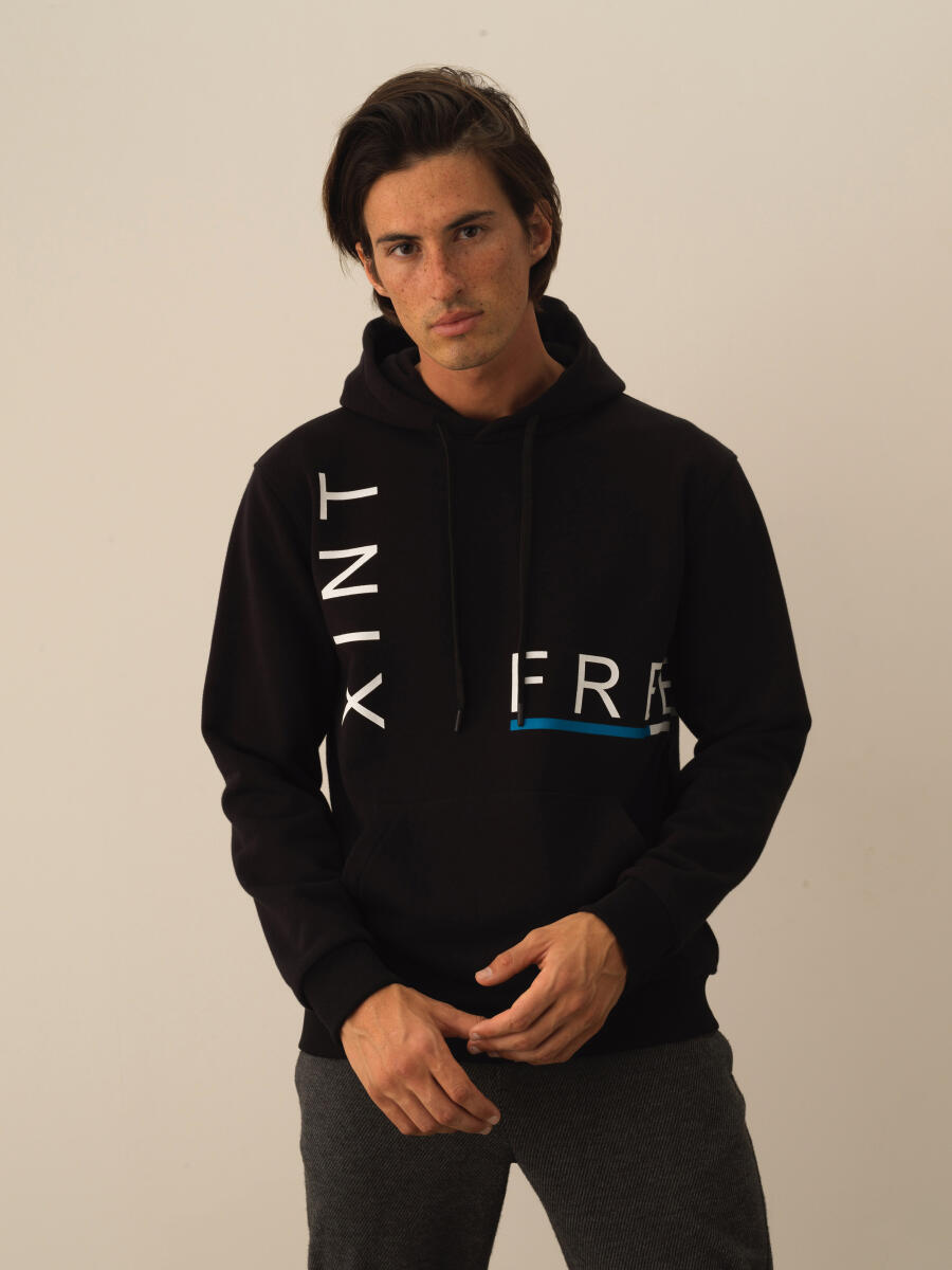 Siyah Regular Fit Kapüşonlu Pamuklu Sweatshirt - 1