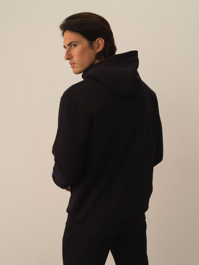 Siyah Pamuk Dokulu Regular Fit Sweatshirt - Xint