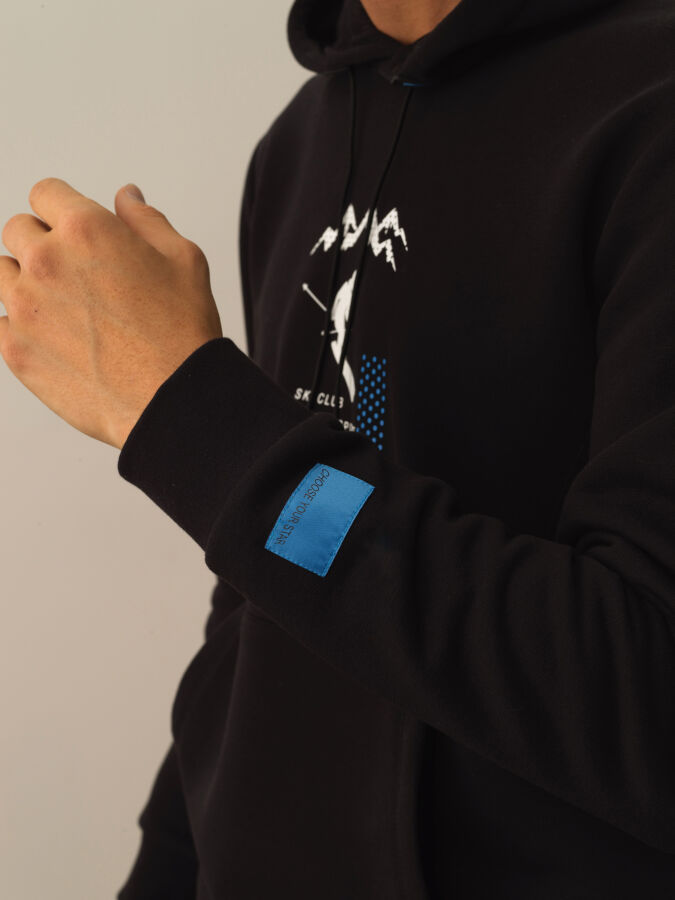 Siyah Pamuk Dokulu Regular Fit Sweatshirt - Xint