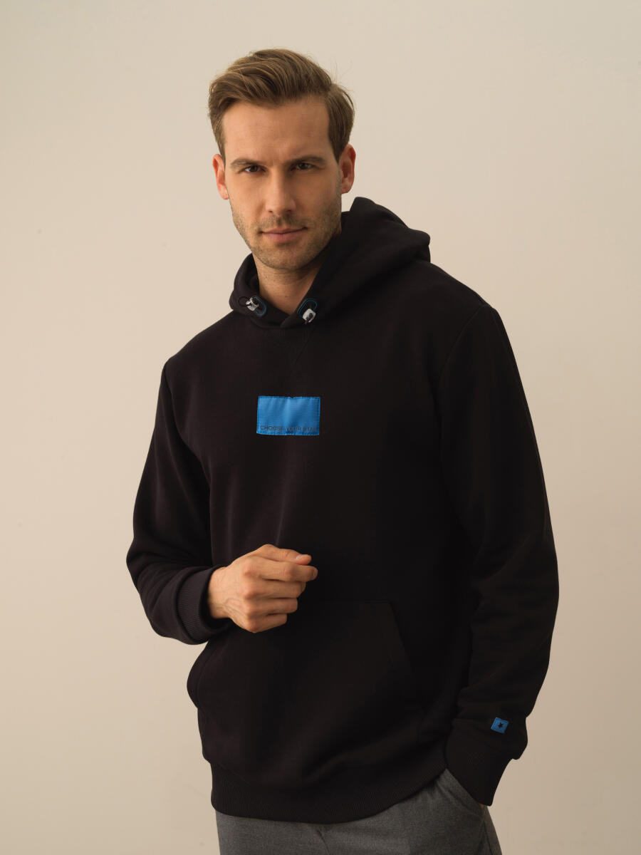 Siyah Pamuk Dokulu Regular Fit Sweatshirt