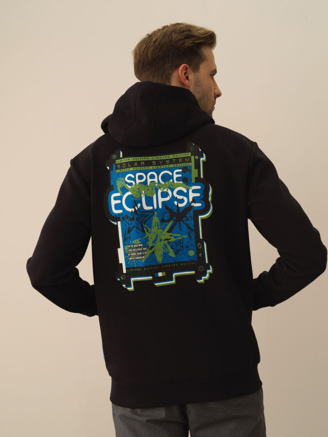 Siyah Pamuk Dokulu Regular Fit Sweatshirt - Xint